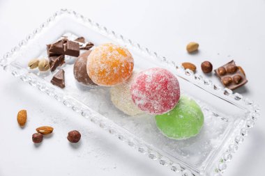 Delicious mochi close-up. Traditional Japanese dessert