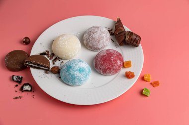 Delicious mochi close-up. Traditional Japanese dessert