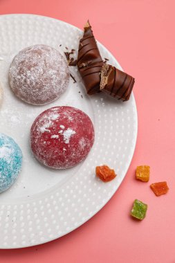 Delicious mochi close-up. Traditional Japanese dessert