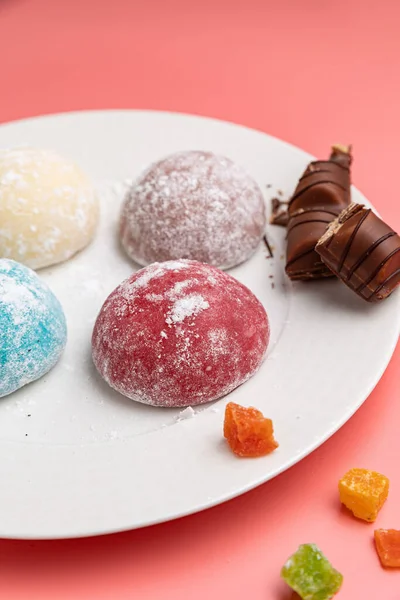 Delicious mochi close-up. Traditional Japanese dessert