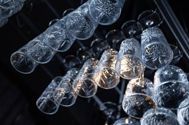 Glasses at the bar of the premium restaurant