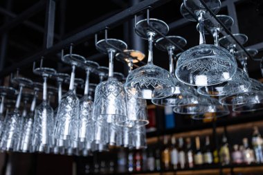 Glasses at the bar of the premium restaurant