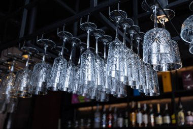 Glasses at the bar of the premium restaurant