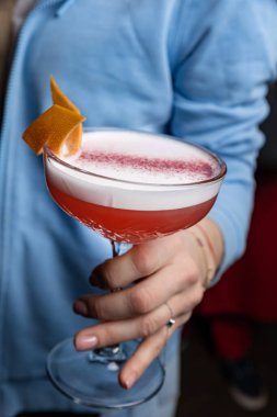 a beautiful alcoholic cocktail from the barman of the restaurant