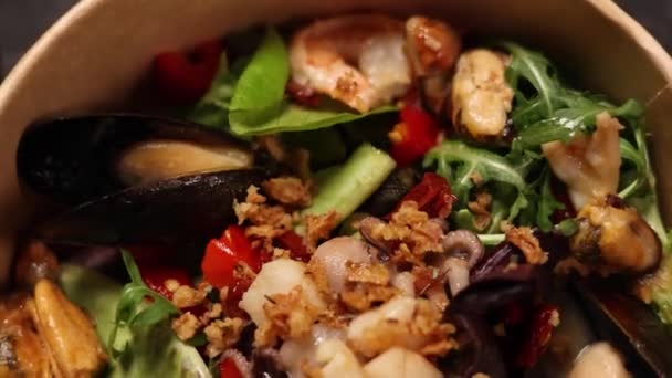 Chef Prepares Delicious Seafood Salad — Wideo stockowe