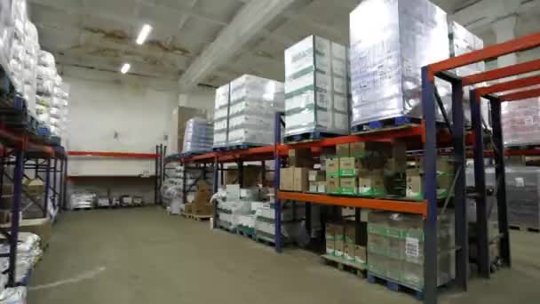 Large Warehouse Industrial Products — Vídeo de stock