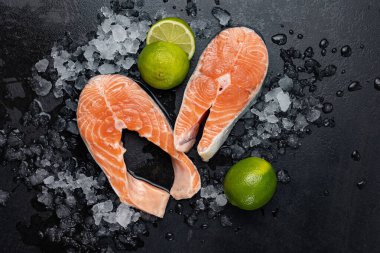 chilled salmon in a fish store