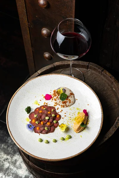 Delicious Carpaccio Plate Restaurant — Stock Photo, Image