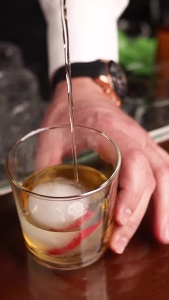 Camarero Prepara Cóctel Popular Bar — Vídeo de stock