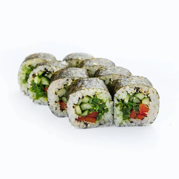 Grupo Sushi Sobre Fondo Blanco — Foto de Stock