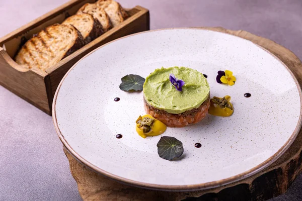 stock image tartar in the restaurant, prepared by the chef