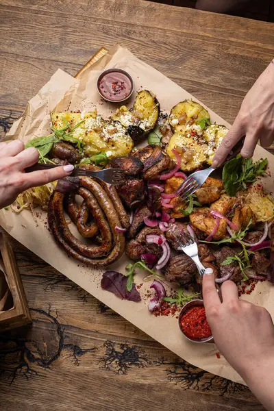 stock image Delicious meat dishes close up