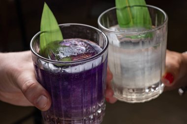 Lezzetli bir alkollü kokteyl Kapat.