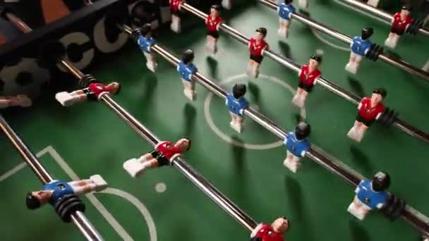 People Play Table Football Cafe Close — Stock Video