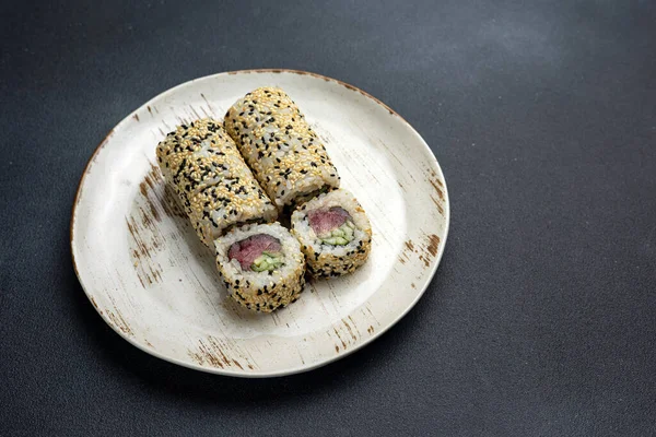 Delicious tuna roll, Japanese cuisine.  Close up