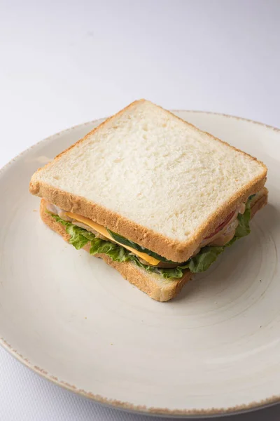 Delicious Sandwich White Background — Fotografia de Stock