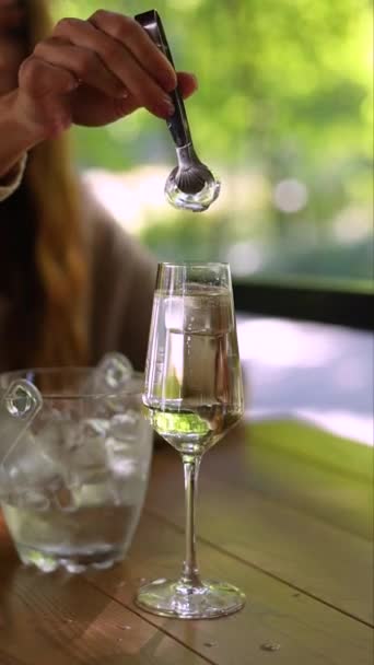 Terasta Güzel Bir Kadeh Şampanya — Stok video