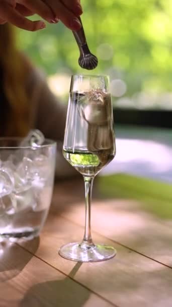 Terasta Güzel Bir Kadeh Şampanya — Stok video
