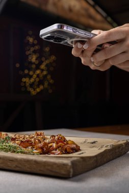 Lezzetli deniz ürünleri ve karides.