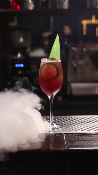 Barman Prépare Cocktail Alcoolisé Bar Gros Plan — Video