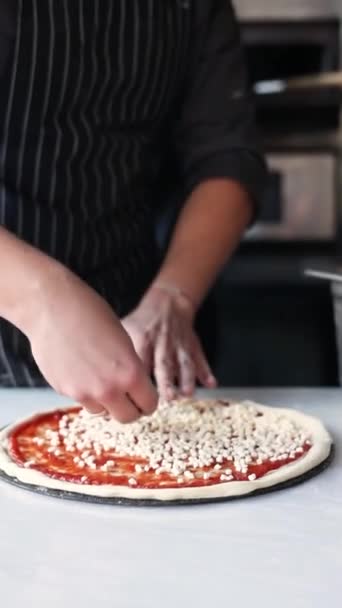 Pizza Mozzarellą Sosem Pesto Pomidorami Wiśniowymi Widok Góry — Wideo stockowe