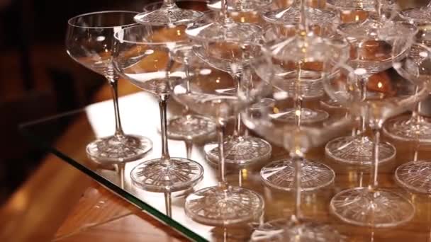 Barman Verse Champagne Gros Plan — Video