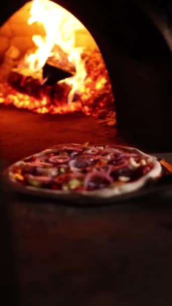 Pizza Cuece Horno — Vídeos de Stock