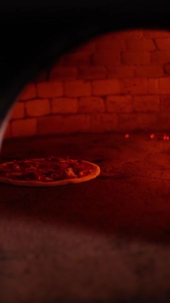 ピザはオーブンで焼きます — ストック動画