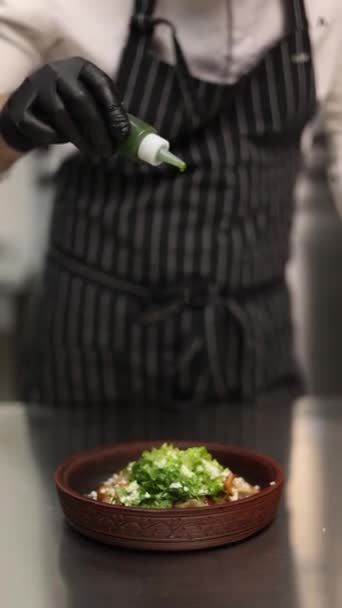 厨师在餐馆里做好吃的菜 — 图库视频影像