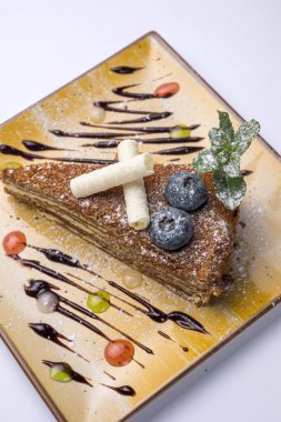 Lokantada lezzetli tatlılar var. Yakın plan.