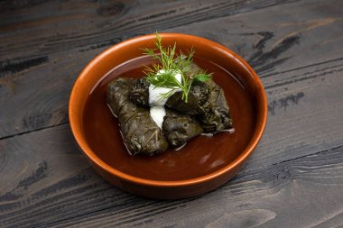 Lokantadaki leziz Dolma. Yakın çekimler