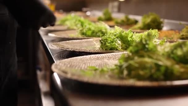 日本餐馆里美味的海鲜菜肴 — 图库视频影像