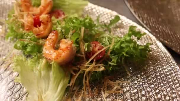 Vynikající Pokrmy Mořských Plodů Japonské Restauraci — Stock video
