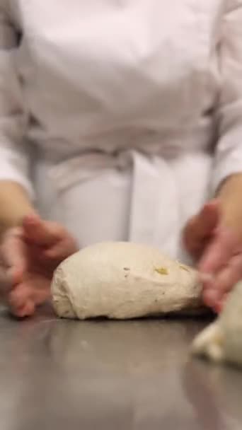 Chef Makes Bread Bakery — Stock Video
