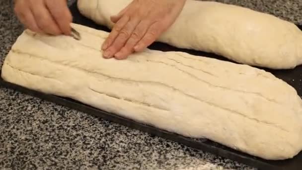 Een Chef Maakt Brood Een Bakkerij — Stockvideo