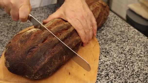 Chef Makes Bread Bakery — Stock Video