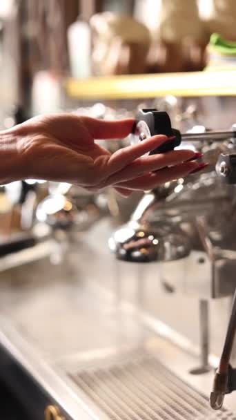 Barman Przygotowuje Aromatyczną Kawę — Wideo stockowe