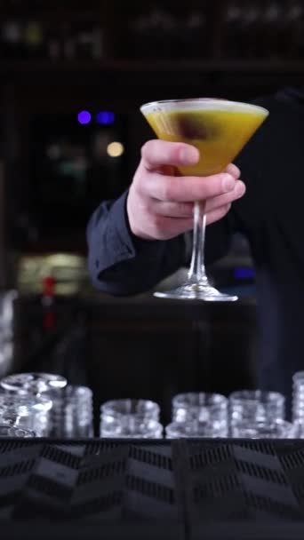 Barman Przygotowuje Koktajl Barze — Wideo stockowe