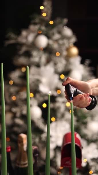 Vacaciones Año Nuevo Navidad Las Velas Están Quemando — Vídeos de Stock
