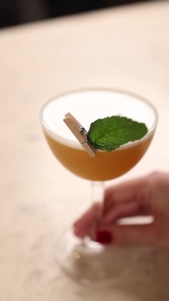 Ein Barkeeper Bereitet Einen Alkoholischen Cocktail Nahaufnahmen — Stockvideo