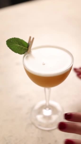 Barman Prepara Cocktail Alcoólico Close Ups — Vídeo de Stock