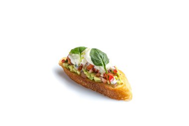 Balık, peynir ve bitkilerle nefis bruschetta.