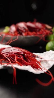 Taze, lezzetli deniz ürünleri. Kapat.