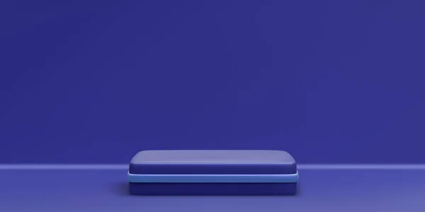 Podium Bleu Réaliste Scène Fond Lumière Plate Forme Piédestal Design — Image vectorielle