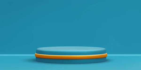 Podium Rond Bleu Réaliste Scène Plate Forme Avec Cercle Sur — Image vectorielle