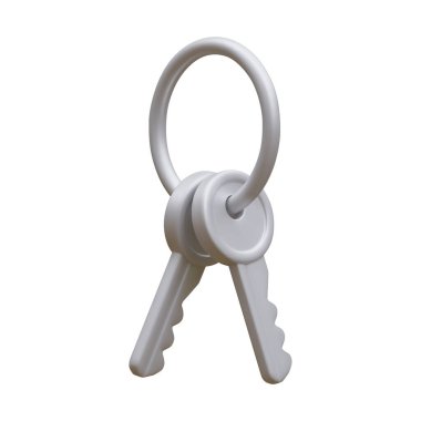 3d realistic silver bunch of keys isolated in light background. Vector illustration.