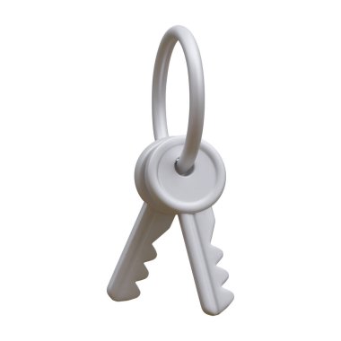 3d realistic silver bunch of keys isolated in light background. Vector illustration.