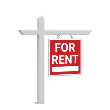 3d realistic rent estate sign isolated on white background. House for rent concept design. Vector illustration.