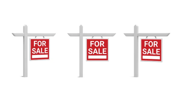 Set Realistic Sale Real Estate Sign Isolated White Background Home — Stock Vector