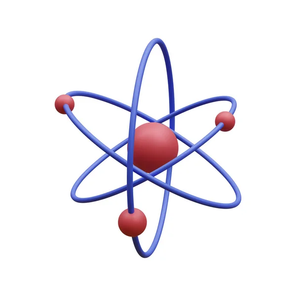 Трехмерный Реалистичный Атом Орбитальными Электронами Белом Фоне Ядерная Энергия Научные — стоковый вектор